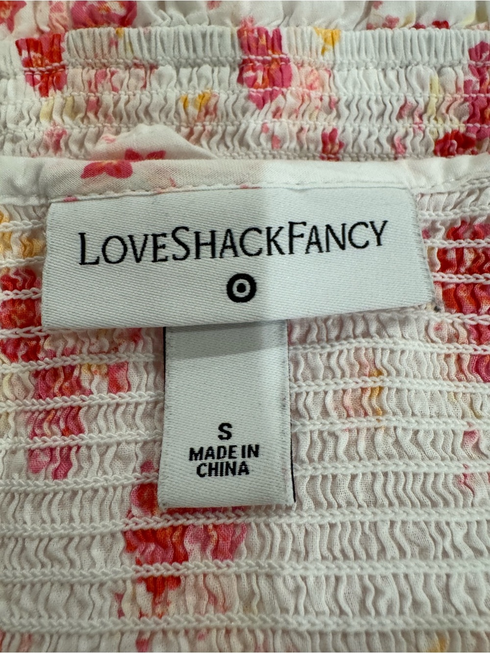 LoveShackFancy Pink & White Floral Puff-Sleeve Midi Dress Summer Feminine Small - Picture 5 of 6